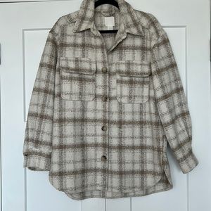 H&M Tan + Cream Oversized Shacket
